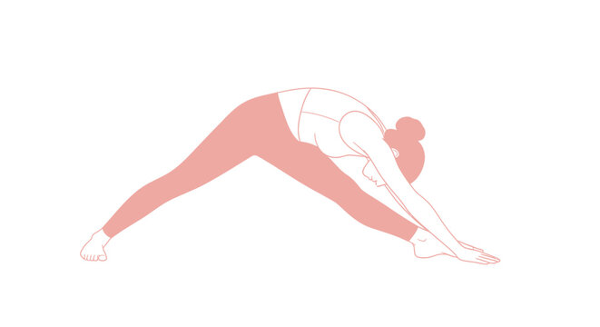 Woman in a Yoga Pose, Side View,  Simple Line Art Style