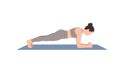 Woman in Plank Pose on Exercise Mat, Stylish Fitness Outfit