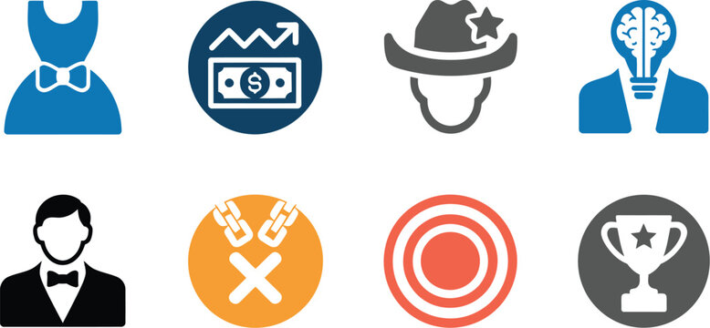 Collection of Business Icons Dress, Finance, Idea