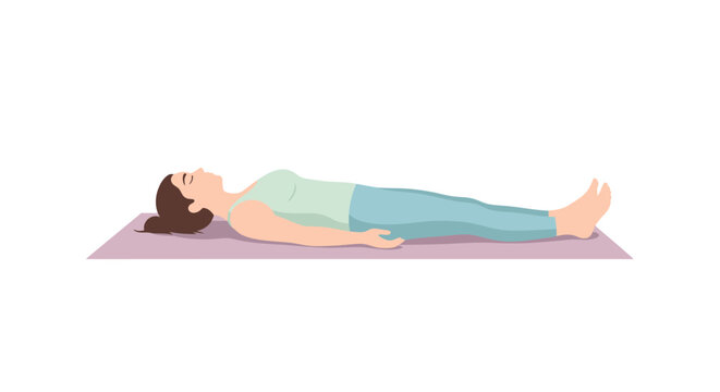 Woman in Savasana Pose: Relaxed Yoga Position on Mat