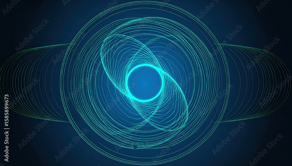 Poster abstract futuristic design pattern with glowing green circles