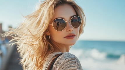 Woman outdoors sunglasses portrait