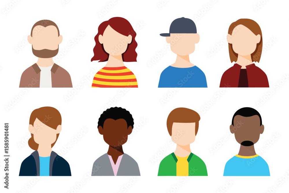 Poster anonymous avatars: a collection of diverse and faceless avatars, each representing a unique individu