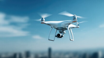 Futuristic drones flying in sky and over canyons with clear backgrounds, AI generated image