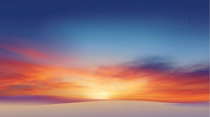 Obraz premium Striking desert landscape at sunset, where colorful clouds paint the sky with hues of orange and blue.