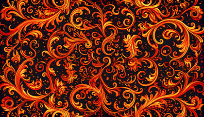 Fiery Floral Pattern Background Texture