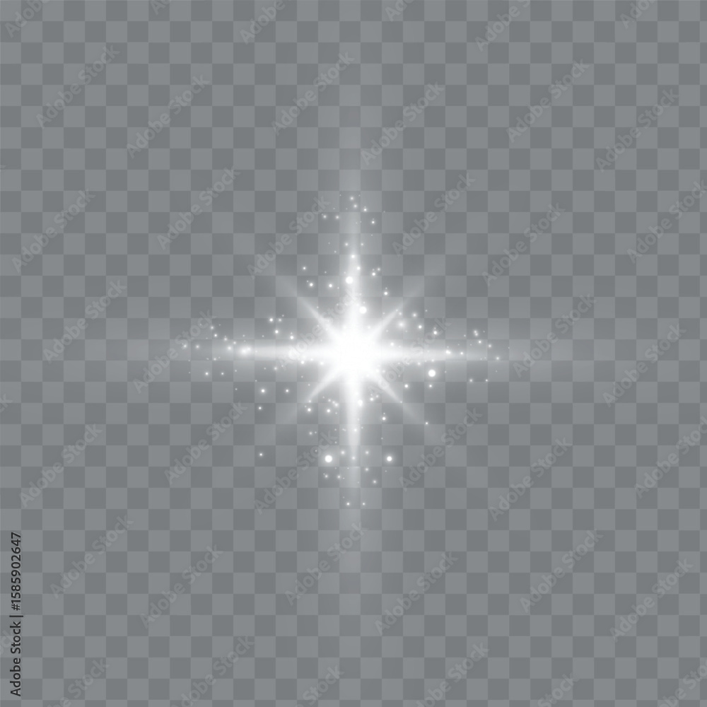 Poster light effect white glowing light. solar flare. glow effect. starburst with shimmering sparkles.