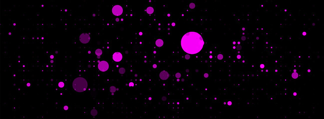 Abstract magenta Dots on Black Background with Digital Light Effect. vector illustration, banner