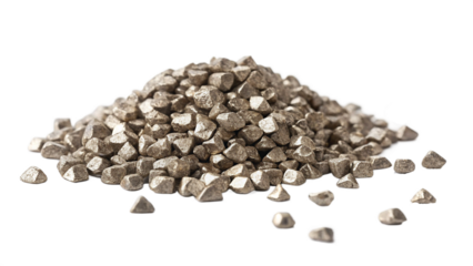 Pile of precious rare earth europium (Eu) on white or transparent background