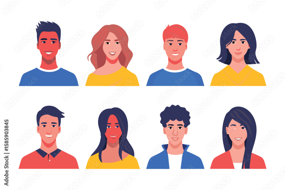 Poster diverse avatars: a collection of avatar portraits representing a spectrum of individuals, embodying 