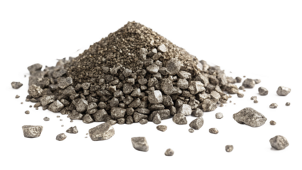 Pile of precious rare earth erbium (Er) on white or transparent background