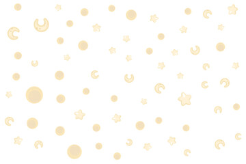 Cute Yellow Moon and Stars Pattern on White Background