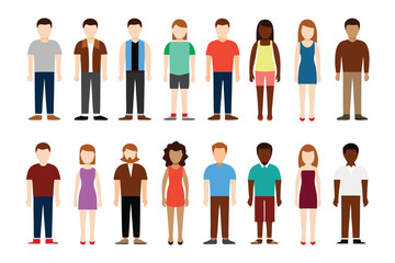 Group of people in diverse standing: A collection of diverse individuals stands together, reflecting a community and variety of styles and identities.