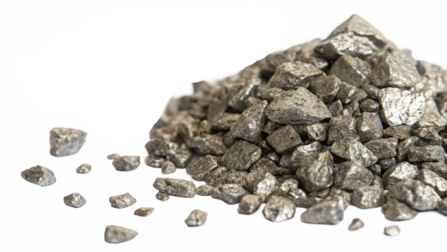 Pile of precious rare earth holmium (Ho) isolated on white or transparent background