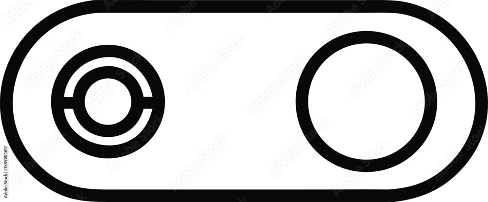 Poster rounded rectangle containing a simple circle and two semicircles icon
