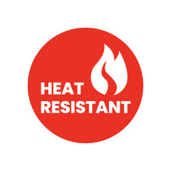 Heatproof Red Stamp Label with Fire and Temperature Icon