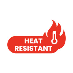 Heatproof Red Stamp Label with Fire and Temperature Icon