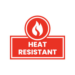 Heatproof Red Stamp Label with Fire and Temperature Icon