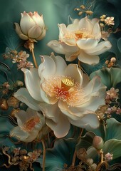 Lush Golden Lotus Garden in Bloom