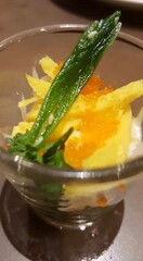 Sweet Tamagoyaki serve in cocktail glass