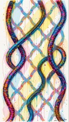 Colorful Abstract Interlocking Forms with Textured Background