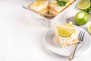 Summer mojito tiramisu dessert, Lime and mint sweet sour taste version of summer tiramisu cake with...