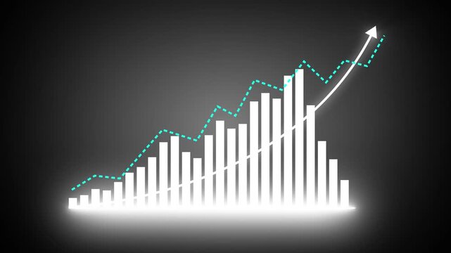 Business growth concept in allusive graph chart showing marketing sales profit increasing to future target . Excellent financial status of corporate business rise up arrow. business concept chart
