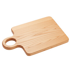 Wooden cutting board with handle isolated on transparent background
