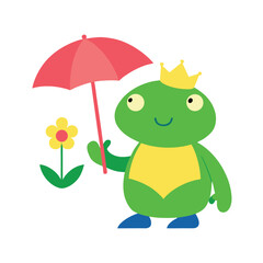 frog prince with flower umbrella
