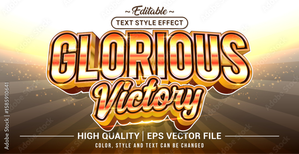 Poster editable text style effect - glorious victory text style theme. vector text style illustration templ