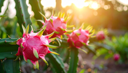 Fresh and ripe dragon fruit, pitaya. Delicious tropical fruit. Organic and sweet product.