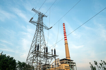 Power plant chimneys and transmission towers