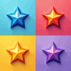 Obraz premium Colorful 3D Stars on Gradient Backgrounds