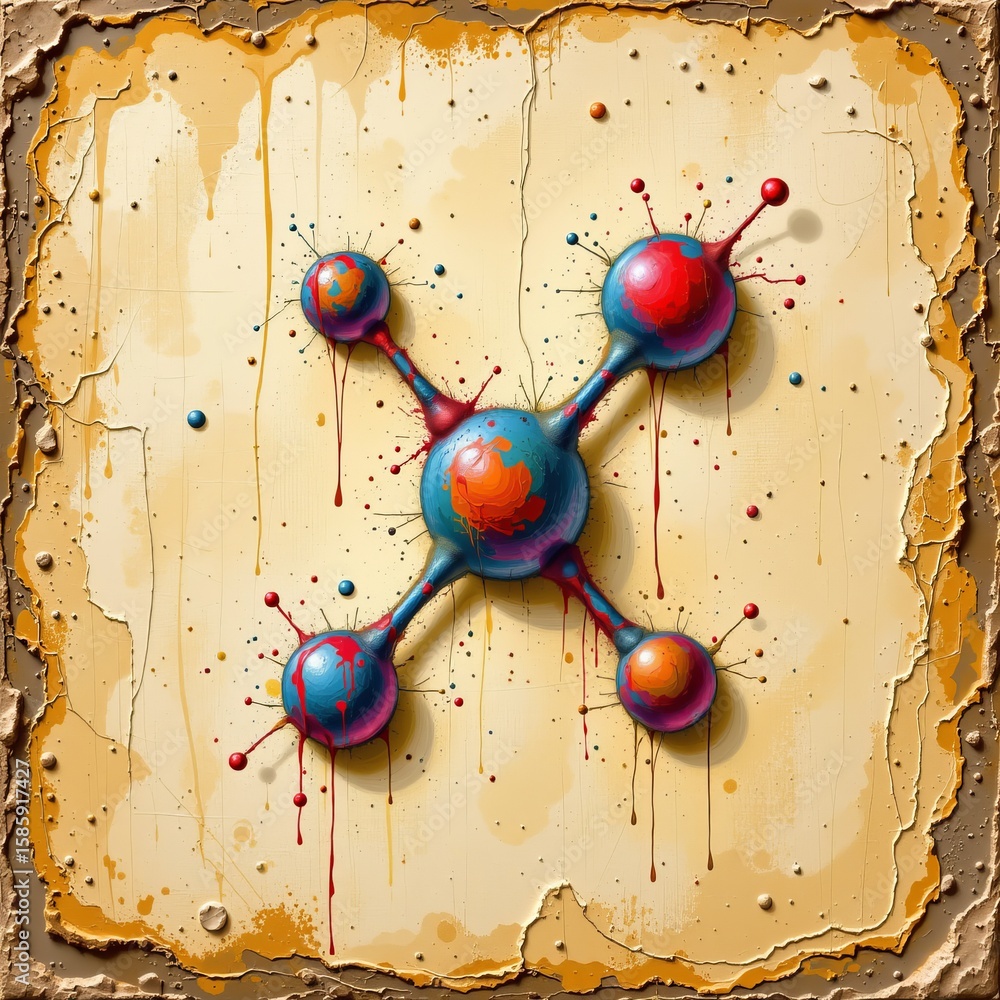 Poster abstract molecular structure distressed background