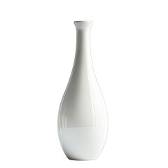 Sleek, minimalist white porcelain vase with a tall, slender neck and a gently curving, teardrop-shaped body