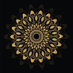 luxury golden mandala on black background