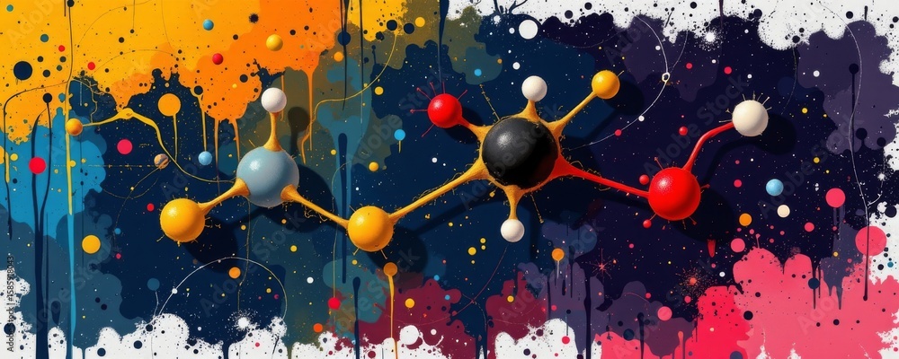 Poster abstract molecular structures with artistic background