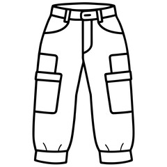 Cargo pants line art vector