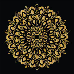luxury golden mandala on black background
