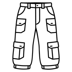 Cargo pants line art vector
