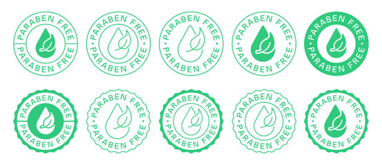 Set Of Paraben Free Icon Signs Vector Labels.