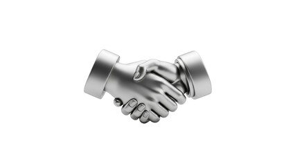 Silver handshake on black background symbolizing partnership, agreement and trust