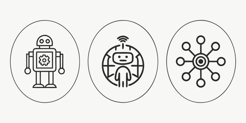 Obraz premium Robot network and connection icons gear technology