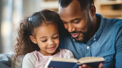 Father and daughter enjoy quality reading time together at home - Powered by Adobe