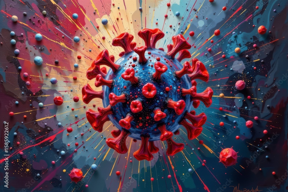 Poster dynamic color explosion with central sphere