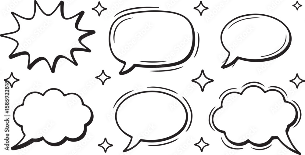 Poster vector comic speech bubbles and thought clouds set, perfect for chat and communication design with t