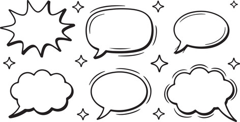 Vector comic speech bubbles and thought clouds set, perfect for chat and communication design with text message icons