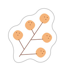 Sticker with a branch with big berries. Color hand drawn clipart illustration.