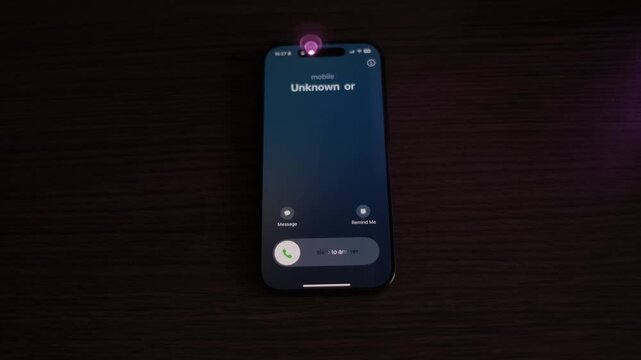 Unknown call from scammers on a mobile phone.