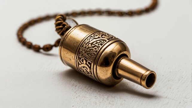 Authentic Brazilian Apito Whistle Necklace for Samba Lovers Isolated On White background.